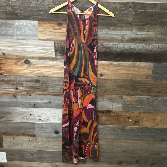FARM Rio | Dresses | Farm Rio Anthropologie Halter Maxi Knit Dress Medium  Tropical Crinkle Summer | Poshmark
